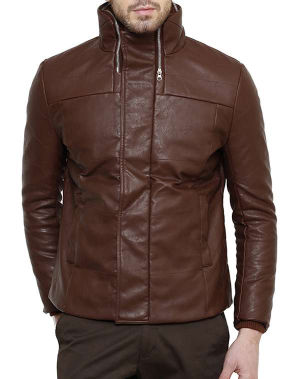 brown leatherette jacket