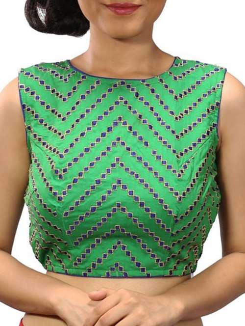 green silk blend blouse