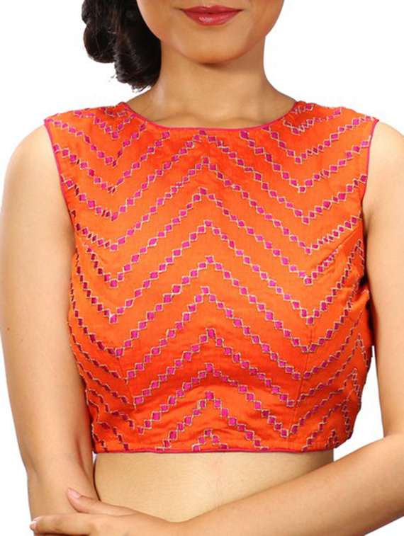 orange silk blend blouse