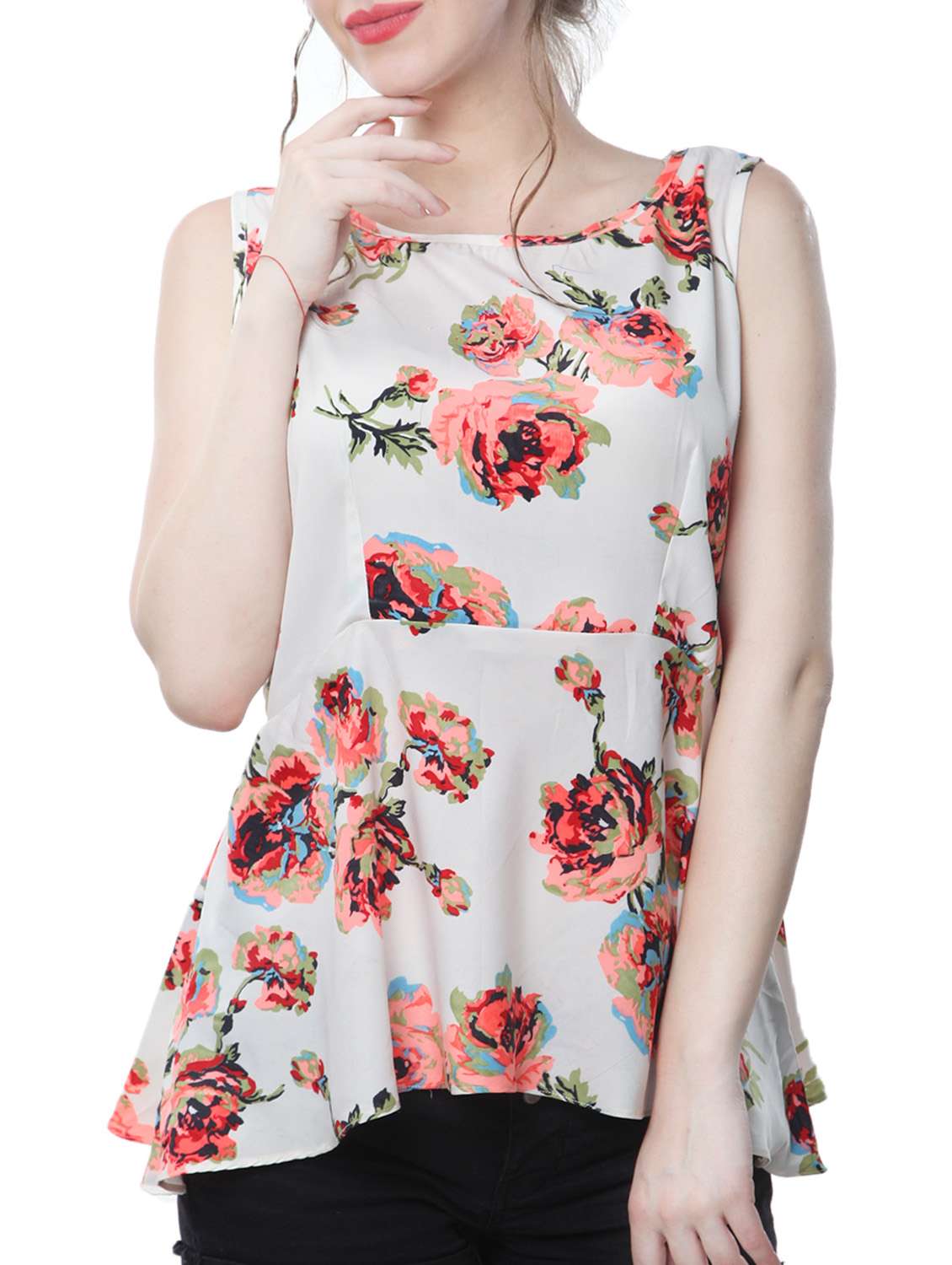 women's peplum shoulder strap top