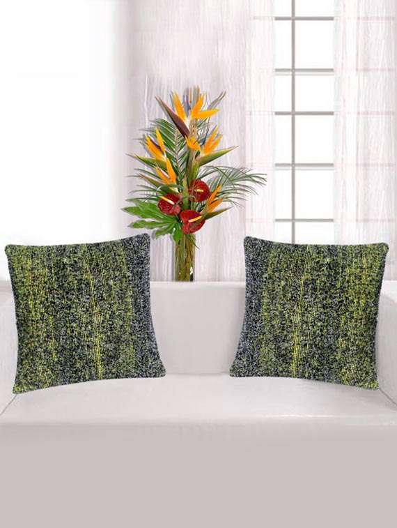 saral home premium quality textured fabric made cushion cover set of 2pc -40x40 cm