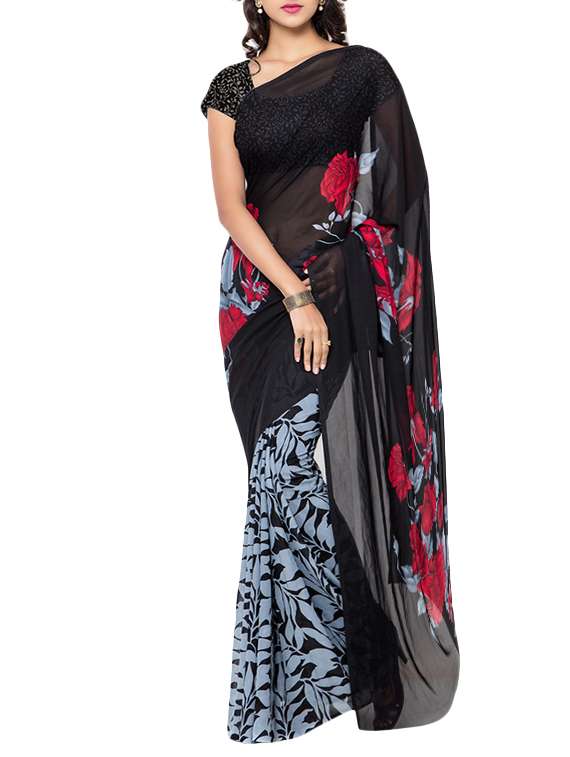 black georgette saree with blouse