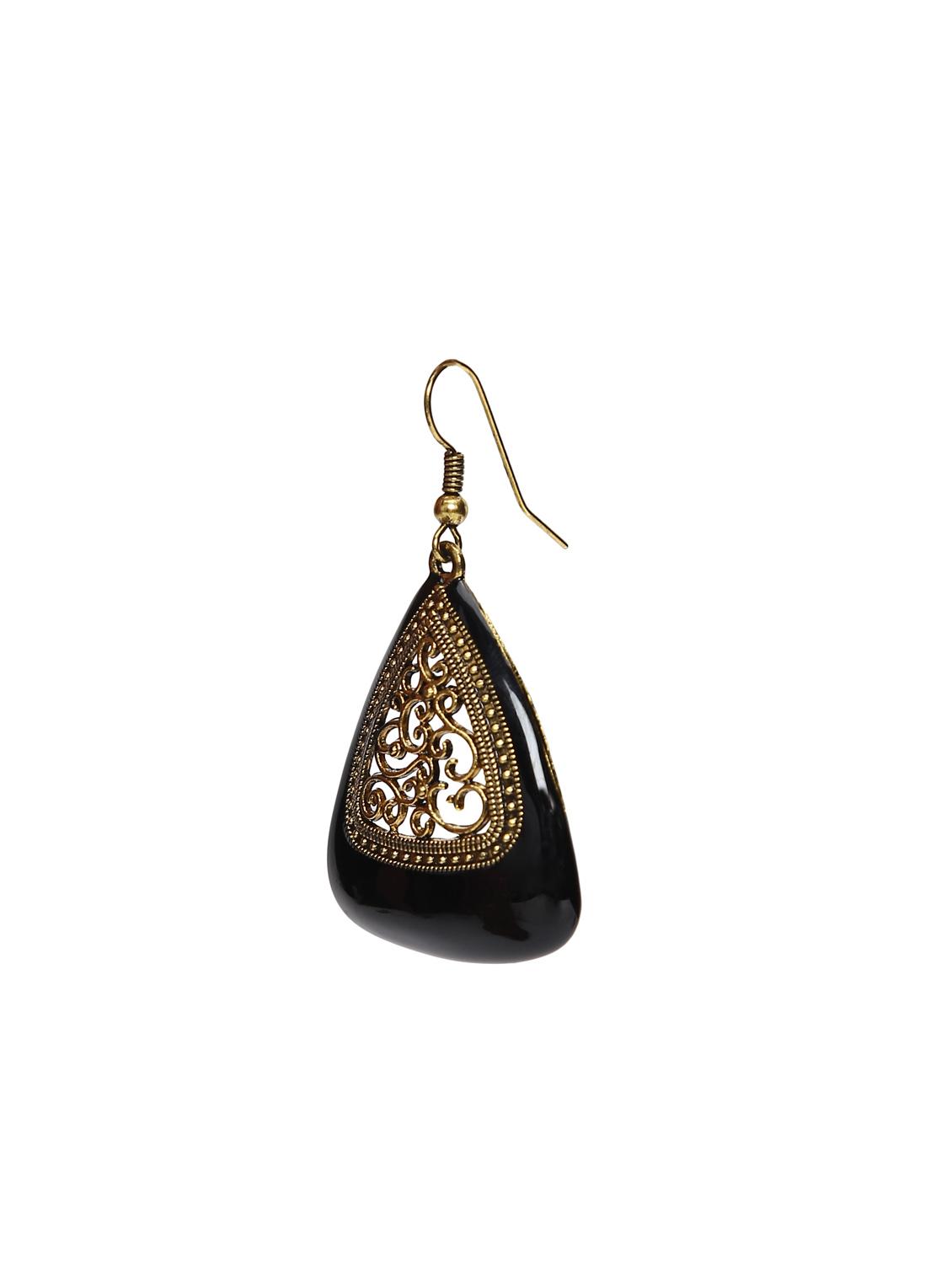 black and gold metal drop earrings - 11677177 - Standard Image - 1