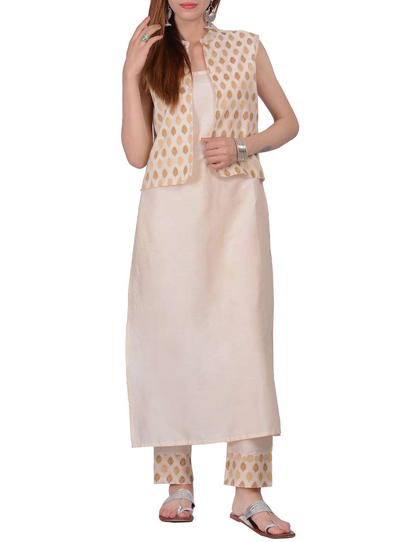 cream color silk blend kurta