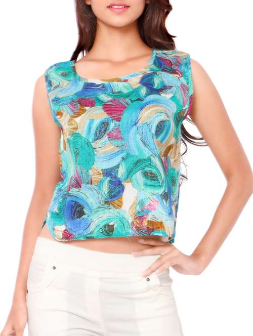women's crop round neck top - 11678806 - Standard Image - 0