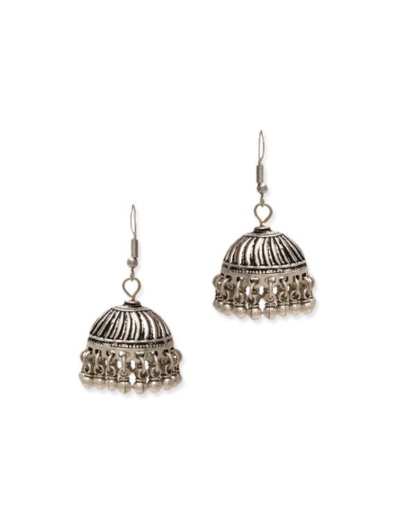 silver metal drop earrings