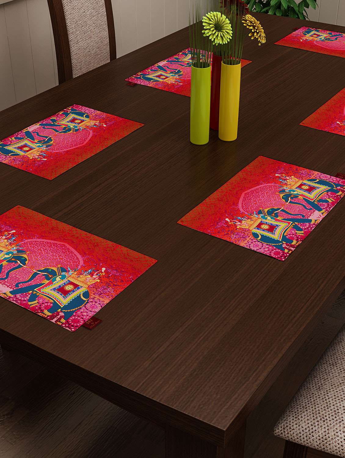 set of 6 pink cotton placemat