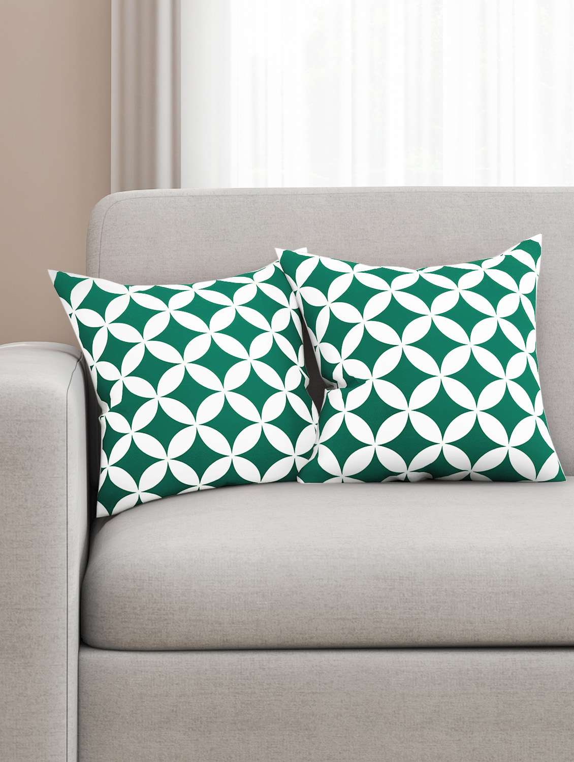green cotton set of 2 cushion covers