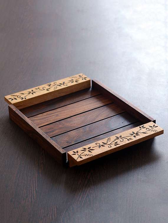 brown wooden burnt tray large