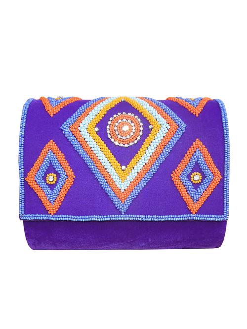 purple embellished velvet clutch - 11705186 - Standard Image - 0