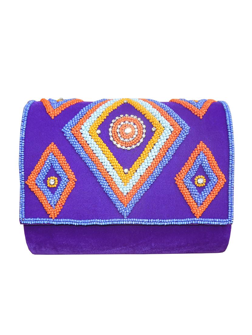 purple embellished velvet clutch - 11705186 - Zoom Image - 0