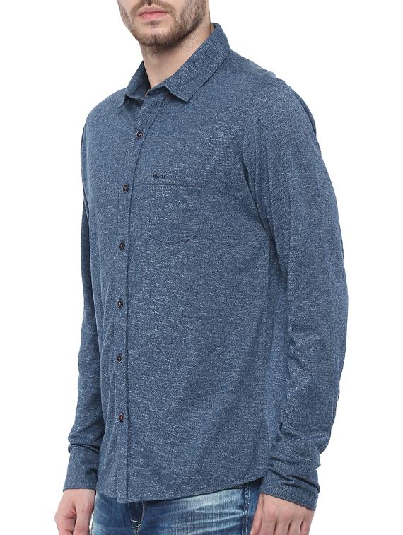 mufti mens blue slim fit mid rise casual shirts - 11716002 -  Standard Image - 1