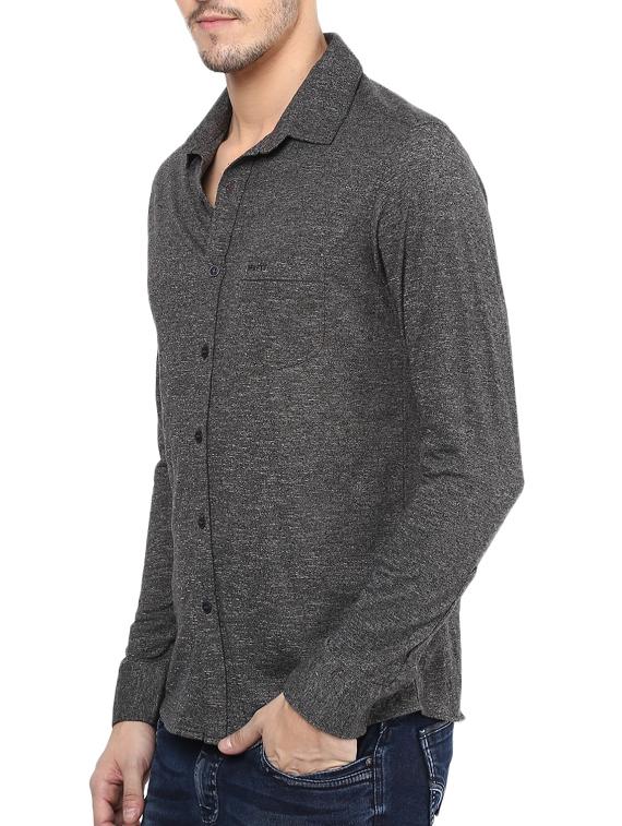 mufti mens black slim fit mid rise casual shirts - 11716003 -  Standard Image - 1