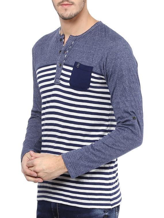 mufti mens blue slim fit mid rise tshirts - 11716045 - Standard Image - 1