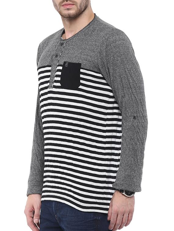mufti mens black slim fit mid rise tshirts - 11716046 -  Standard Image - 1