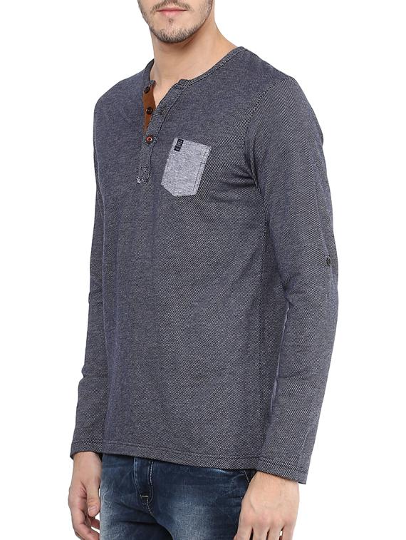 mufti mens blue slim fit mid rise tshirts - 11716073 -  Standard Image - 1