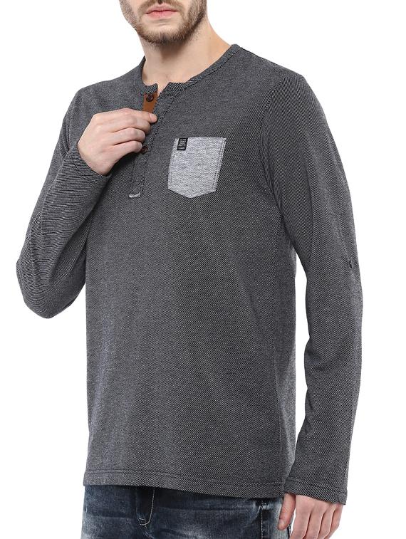 mufti mens black slim fit mid rise tshirts - 11716074 -  Standard Image - 1