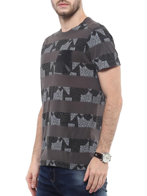mufti mens grey slim fit mid rise tshirts - 11716099 - Standard Image - 1
