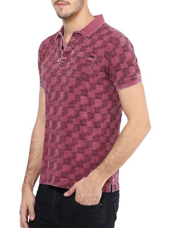 pink cotton check print t-shirt - 11716107 -  Standard Image - 1