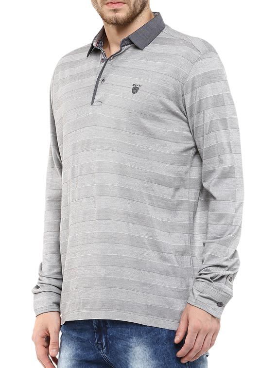mufti mens grey slim fit mid rise tshirts - 11716117 - Standard Image - 1