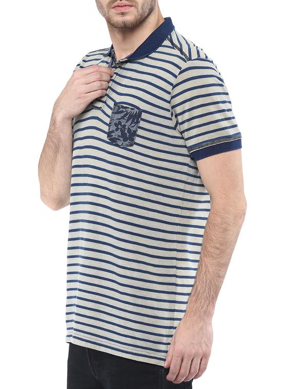 mufti mens khaki slim fit mid rise tshirts - 11716123 -  Standard Image - 1