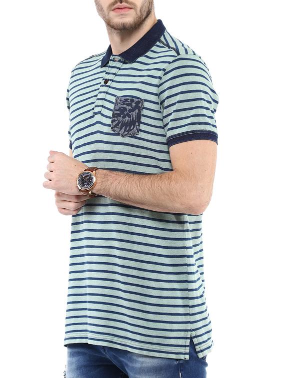 mufti mens green slim fit mid rise tshirts - 11716124 -  Standard Image - 1