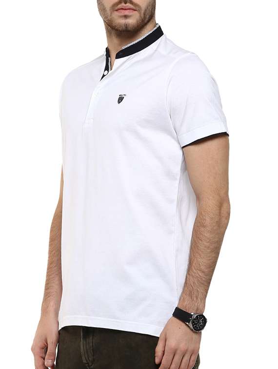 mufti mens white slim fit mid rise tshirts - 11716130 - Standard Image - 1