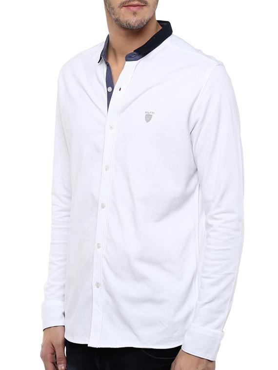 mufti mens white slim fit mid rise casual shirts - 11716568 - Standard Image - 1
