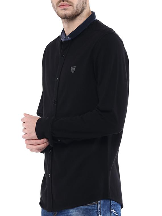 mufti mens black slim fit mid rise casual shirts - 11716569 - Standard Image - 1