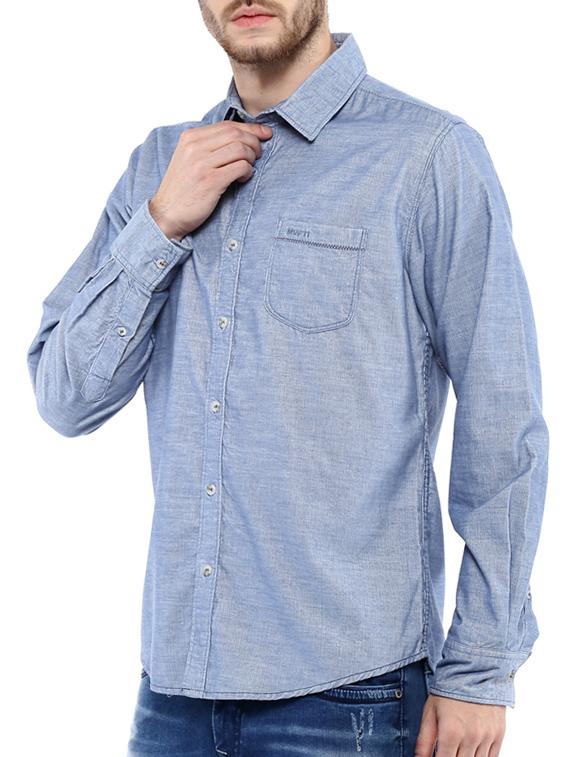 mufti mens sky slim fit mid rise casual shirts - 11716576 -  Standard Image - 1