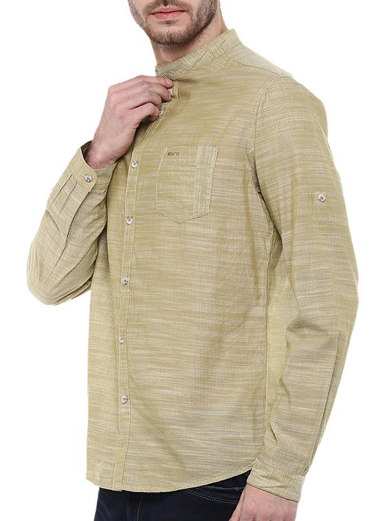 mufti mens khaki slim fit mid rise casual shirts - 11716578 -  Standard Image - 1