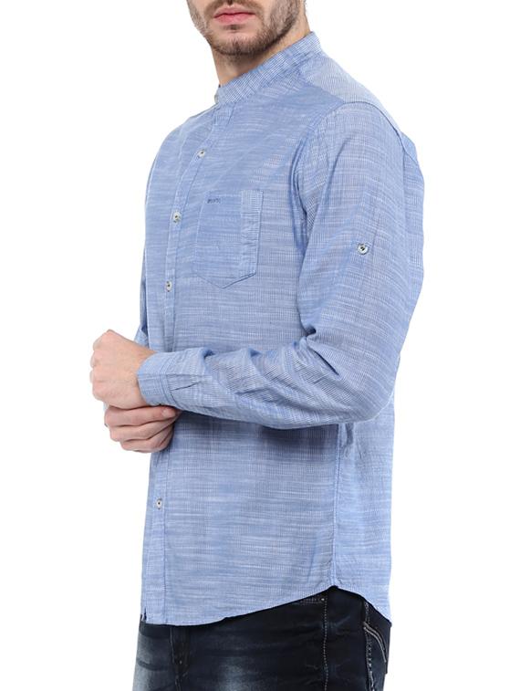 mufti mens blue slim fit mid rise casual shirts - 11716579 -  Standard Image - 1