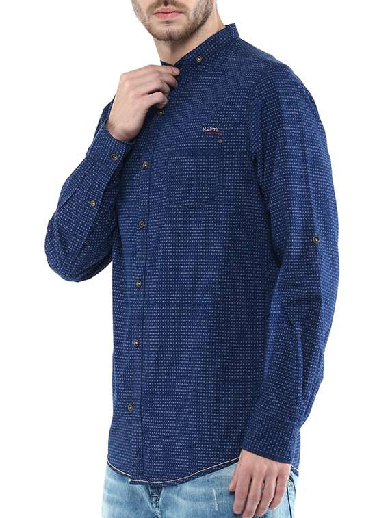 navy blue cotton casual shirt - 11716582 -  Standard Image - 1