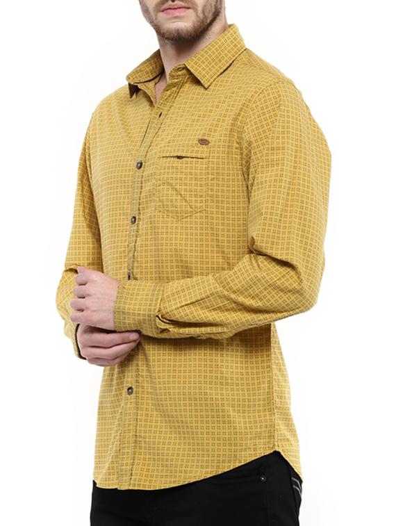 mufti mens mustard slim fit mid rise casual shirts - 11716584 - Standard Image - 1
