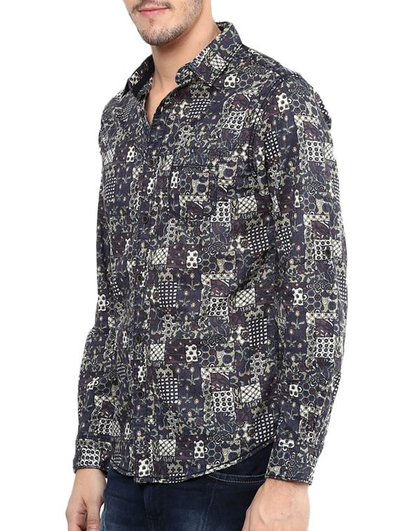 mufti mens grey slim fit mid rise casual shirts - 11716593 - Standard Image - 1