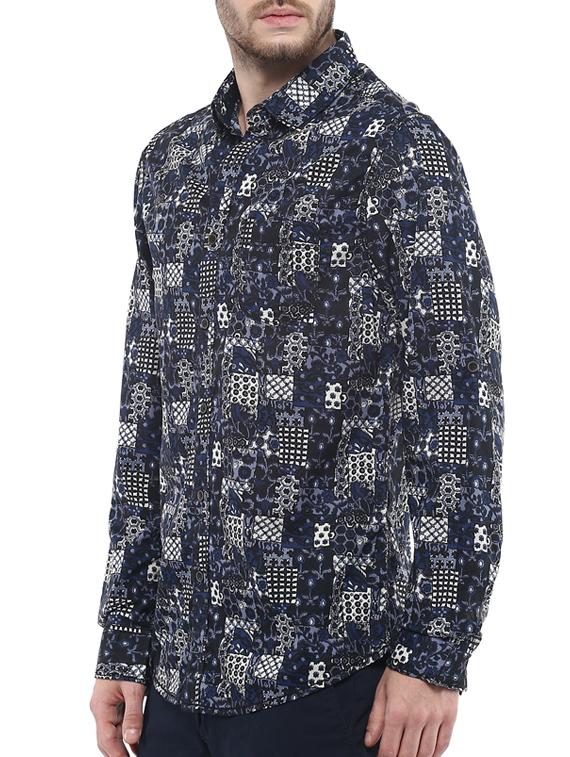 mufti mens blue slim fit mid rise casual shirts - 11716594 - Standard Image - 1
