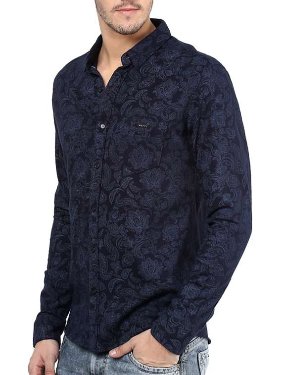 navy blue cotton casual shirt - 11716601 - Standard Image - 1