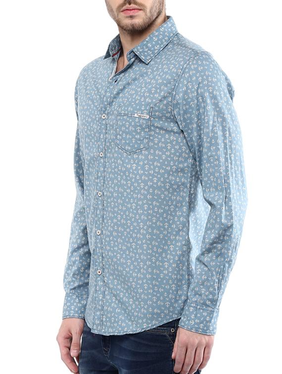 mufti mens blue slim fit mid rise casual shirts - 11716603 - Standard Image - 1