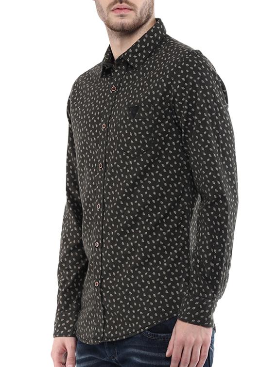 mufti mens olive slim fit mid rise casual shirts - 11716610 - Standard Image - 1