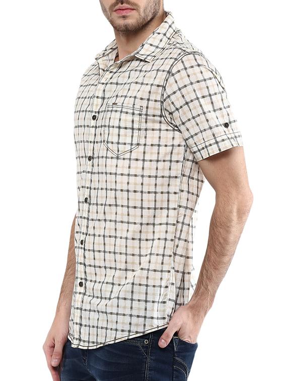 mufti mens cream slim fit mid rise casual shirts - 11716615 - Standard Image - 1