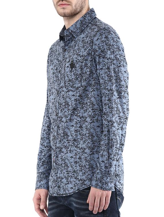 mufti mens blue slim fit mid rise casual shirts - 11716617 -  Standard Image - 1