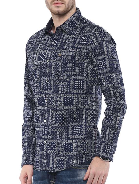 navy blue cotton casual shirt - 11716623 - Standard Image - 1