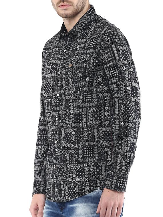 mufti mens black slim fit mid rise casual shirts - 11716624 -  Standard Image - 1