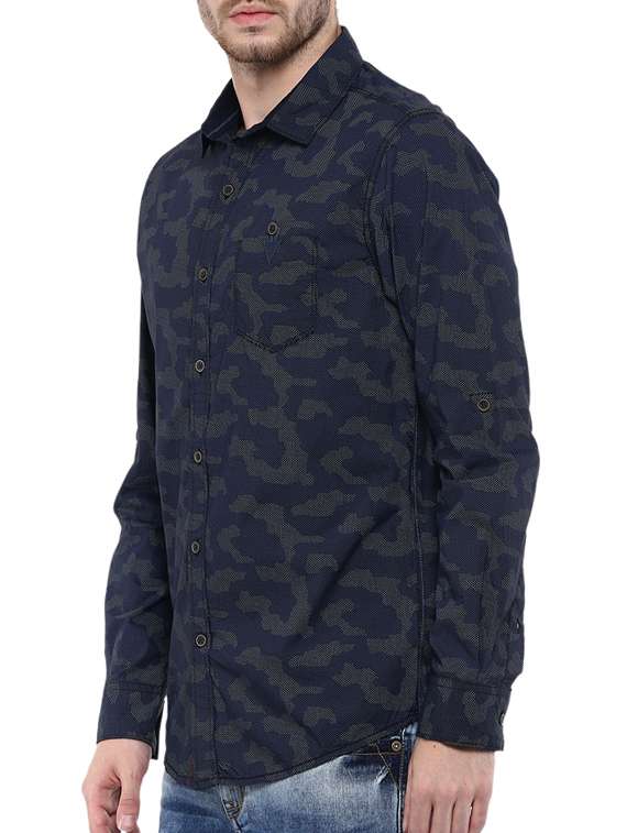 navy blue cotton casual shirt - 11716640 - Standard Image - 1