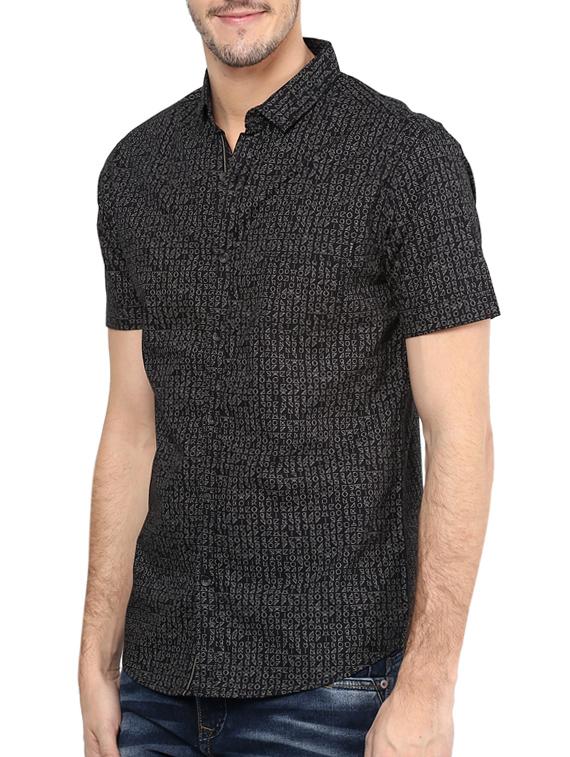 mufti mens black slim fit mid rise casual shirts - 11716643 -  Standard Image - 1