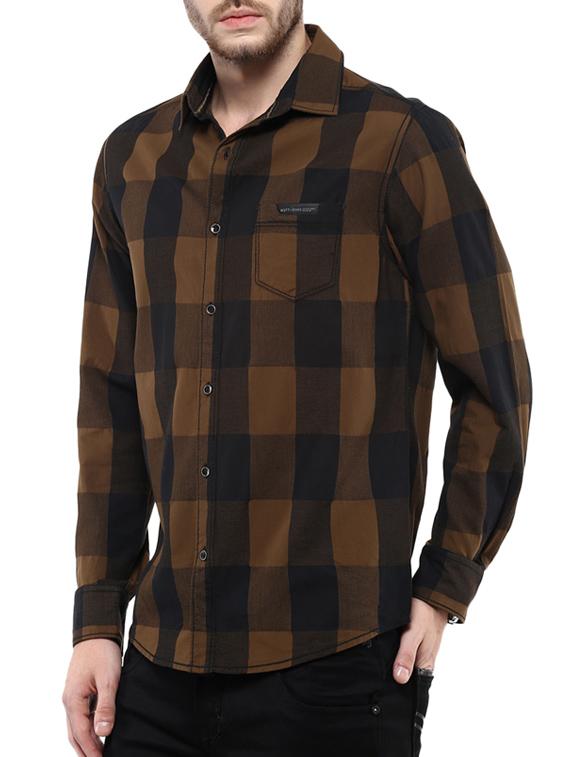 mufti mens brown slim fit mid rise casual shirts - 11716659 - Standard Image - 1