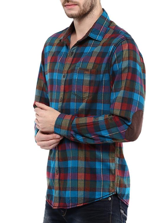 mufti mens turqouise slim fit mid rise casual shirts - 11716664 -  Standard Image - 1