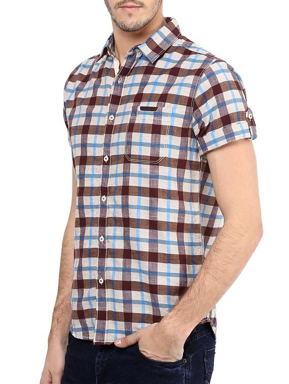 mufti mens wine slim fit mid rise casual shirts - 11716680 -  Standard Image - 1