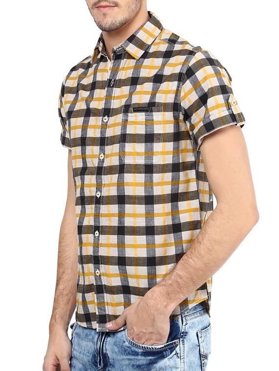 mufti mens mustard slim fit mid rise casual shirts - 11716681 -  Standard Image - 1