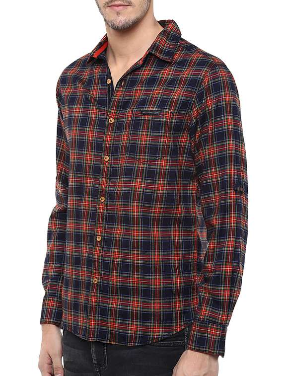 navy blue cotton casual shirt - 11716683 -  Standard Image - 1